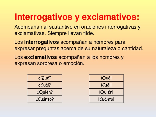 Resultado de imagen de INTERROGATIVOS Y EXCLAMATIVOS